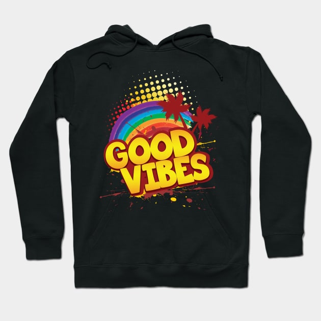 'Rainbow Good Vibes 70s Retro' Awesome 70s Vintage Hoodie by ourwackyhome